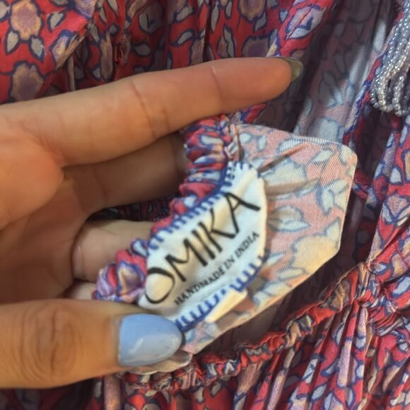 OMIKA Dress.- Pink and Purple Floral Maxi - Size Small - Like New - Tie - Picture 4 of 5